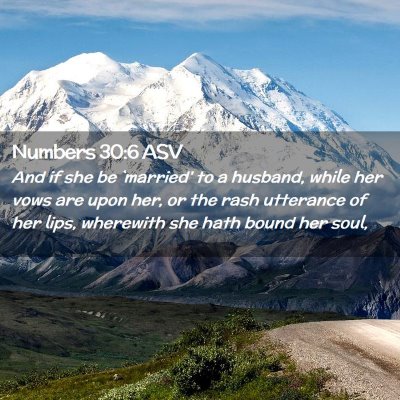 Picture 02 - Numbers 30:6 ASV - And if she be `married' to a husband, while her - Bible Verse Picture