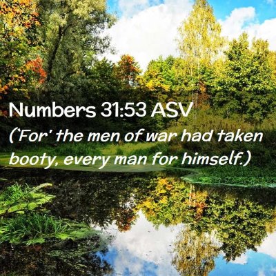 Picture 02 - Numbers 31:53 ASV - (`For' the men of war had taken booty, every man - Bible Verse Picture