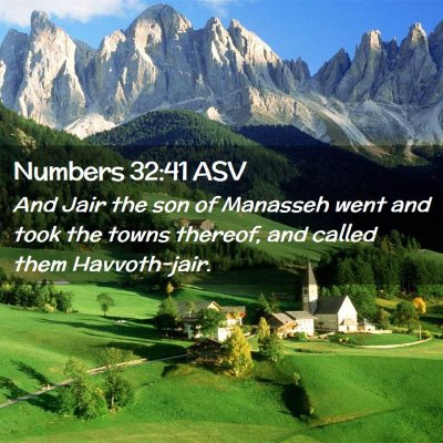 Picture 02 - Numbers 32:41 ASV - And Jair the son of Manasseh went and took the - Bible Verse Picture