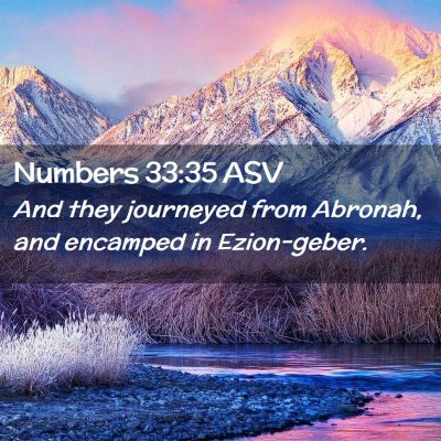 Picture 02 - Numbers 33:35 ASV - And they journeyed from Abronah, and encamped in - Bible Verse Picture