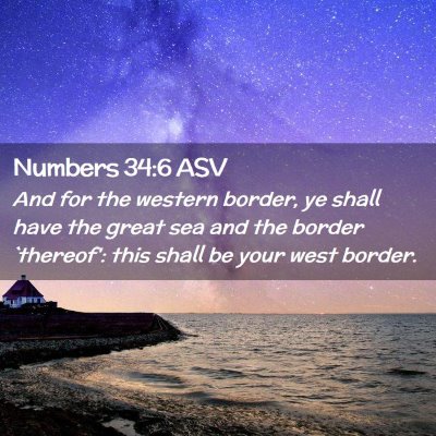 Picture 02 - Numbers 34:6 ASV - And for the western border, ye shall have the - Bible Verse Picture