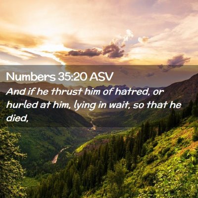 Picture 02 - Numbers 35:20 ASV - And if he thrust him of hatred, or hurled at him, - Bible Verse Picture