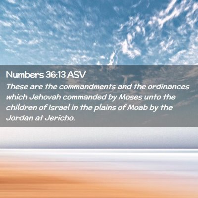 Picture 02 - Numbers 36:13 ASV - These are the commandments and the ordinances - Bible Verse Picture
