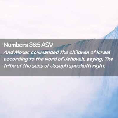 Picture 02 - Numbers 36:5 ASV - And Moses commanded the children of Israel - Bible Verse Picture