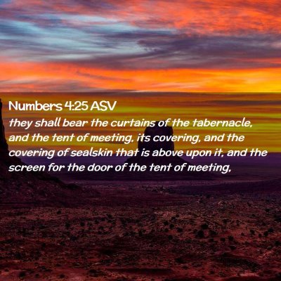 Picture 02 - Numbers 4:25 ASV - they shall bear the curtains of the tabernacle, - Bible Verse Picture