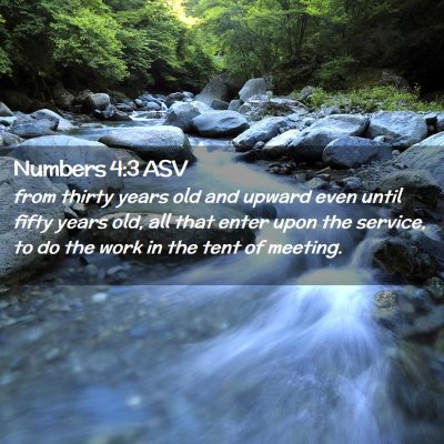 Picture 02 - Numbers 4:3 ASV - from thirty years old and upward even until fifty - Bible Verse Picture