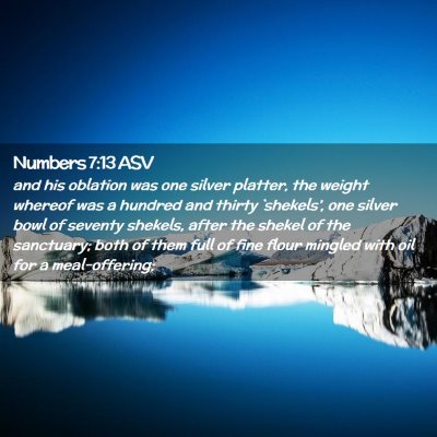 Picture 02 - Numbers 7:13 ASV - and his oblation was one silver platter, the - Bible Verse Picture