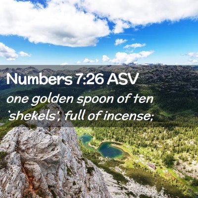 Picture 02 - Numbers 7:26 ASV - one golden spoon of ten `shekels', full of - Bible Verse Picture