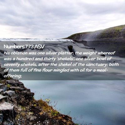 Picture 02 - Numbers 7:73 ASV - his oblation was one silver platter, the weight - Bible Verse Picture