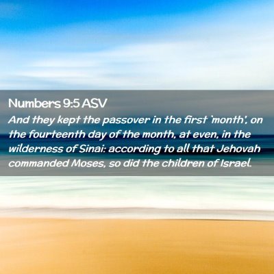 Picture 02 - Numbers 9:5 ASV - And they kept the passover in the first `month', - Bible Verse Picture