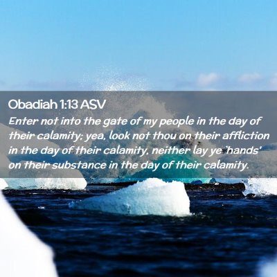 Picture 02 - Obadiah 1:13 ASV - Enter not into the gate of my people in the day - Bible Verse Picture