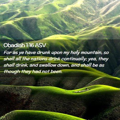 Picture 02 - Obadiah 1:16 ASV - For as ye have drunk upon my holy mountain, so - Bible Verse Picture