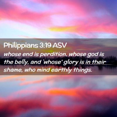 Picture 02 - Philippians 3:19 ASV - whose end is perdition, whose god is the belly, - Bible Verse Picture