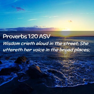 Picture 02 - Proverbs 1:20 ASV - Wisdom crieth aloud in the street; She uttereth - Bible Verse Picture
