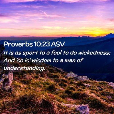 Picture 02 - Proverbs 10:23 ASV - It is as sport to a fool to do wickedness; And - Bible Verse Picture