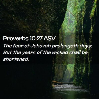 Picture 02 - Proverbs 10:27 ASV - The fear of Jehovah prolongeth days; But the - Bible Verse Picture