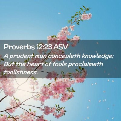 Picture 02 - Proverbs 12:23 ASV - A prudent man concealeth knowledge; But the heart - Bible Verse Picture