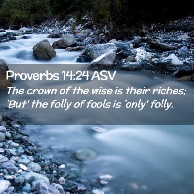 Picture 02 - Proverbs 14:24 ASV - The crown of the wise is their riches; `But' the - Bible Verse Picture