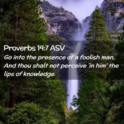 Picture 02 - Proverbs 14:7 ASV - Go into the presence of a foolish man, And thou - Bible Verse Picture