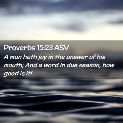 Picture 02 - Proverbs 15:23 ASV - A man hath joy in the answer of his mouth; And a - Bible Verse Picture