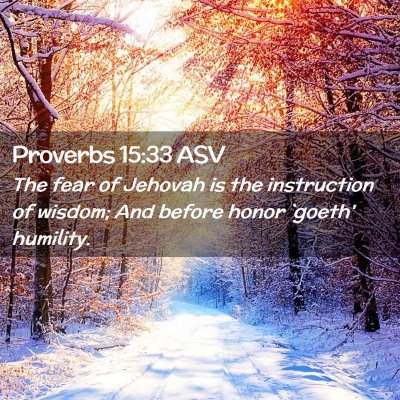 Picture 02 - Proverbs 15:33 ASV - The fear of Jehovah is the instruction of wisdom; - Bible Verse Picture