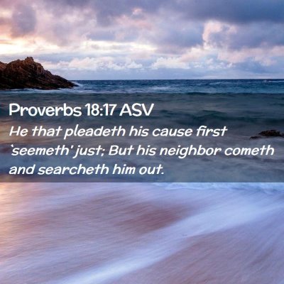 Picture 02 - Proverbs 18:17 ASV - He that pleadeth his cause first `seemeth' just; - Bible Verse Picture
