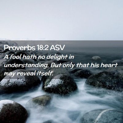 Picture 02 - Proverbs 18:2 ASV - A fool hath no delight in understanding, But only - Bible Verse Picture