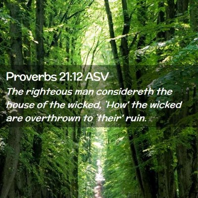 Picture 02 - Proverbs 21:12 ASV - The righteous man considereth the house of the - Bible Verse Picture