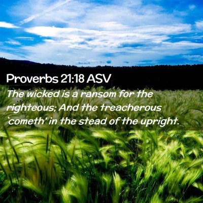 Picture 02 - Proverbs 21:18 ASV - The wicked is a ransom for the righteous; And the - Bible Verse Picture