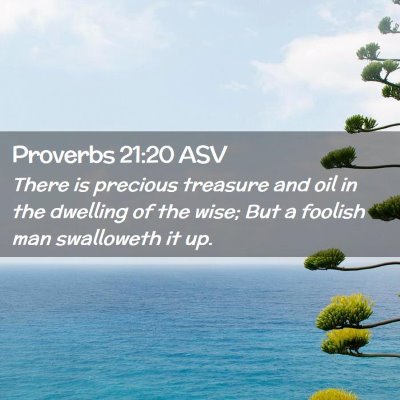 Picture 02 - Proverbs 21:20 ASV - There is precious treasure and oil in the - Bible Verse Picture