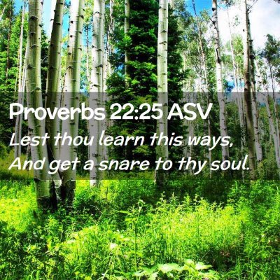 Picture 02 - Proverbs 22:25 ASV - Lest thou learn this ways, And get a snare to thy - Bible Verse Picture