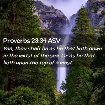 Picture 02 - Proverbs 23:34 ASV - Yea, thou shalt be as he that lieth down in the - Bible Verse Picture