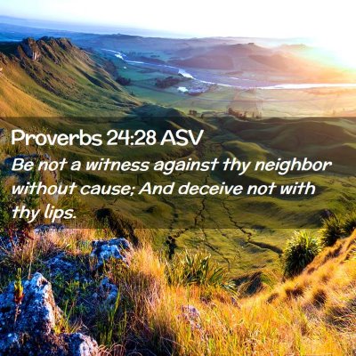 Picture 02 - Proverbs 24:28 ASV - Be not a witness against thy neighbor without - Bible Verse Picture