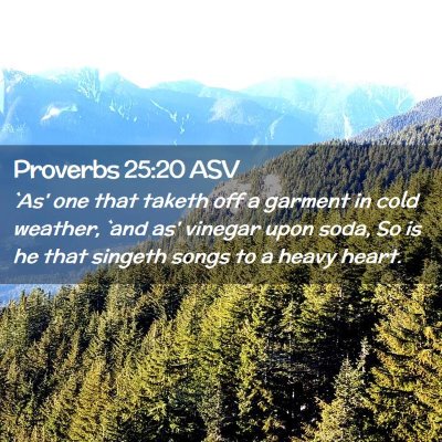 Picture 02 - Proverbs 25:20 ASV - `As' one that taketh off a garment in cold - Bible Verse Picture