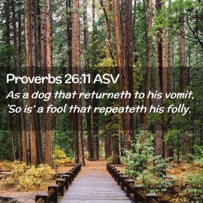 Picture 02 - Proverbs 26:11 ASV - As a dog that returneth to his vomit, `So is' a - Bible Verse Picture