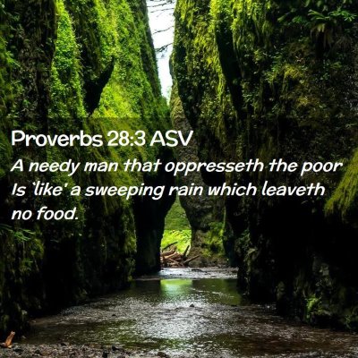 Picture 02 - Proverbs 28:3 ASV - A needy man that oppresseth the poor Is `like' a - Bible Verse Picture