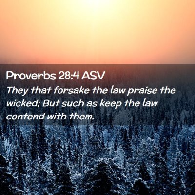 Picture 02 - Proverbs 28:4 ASV - They that forsake the law praise the wicked; But - Bible Verse Picture