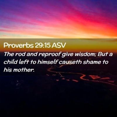 Picture 02 - Proverbs 29:15 ASV - The rod and reproof give wisdom; But a child left - Bible Verse Picture