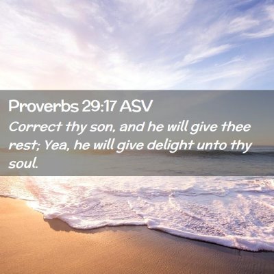 Picture 02 - Proverbs 29:17 ASV - Correct thy son, and he will give thee rest; Yea, - Bible Verse Picture
