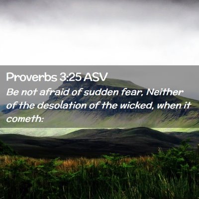 Picture 02 - Proverbs 3:25 ASV - Be not afraid of sudden fear, Neither of the - Bible Verse Picture