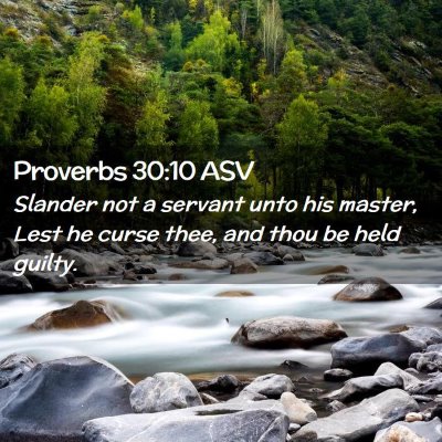 Picture 02 - Proverbs 30:10 ASV - Slander not a servant unto his master, Lest he - Bible Verse Picture