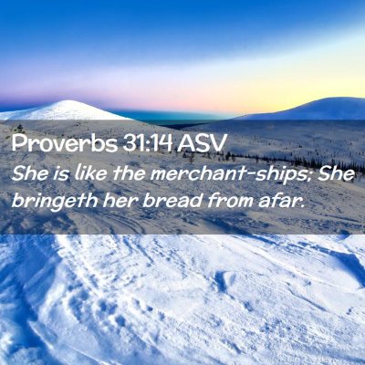 Picture 02 - Proverbs 31:14 ASV - She is like the merchant-ships; She bringeth her - Bible Verse Picture