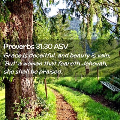 Picture 02 - Proverbs 31:30 ASV - Grace is deceitful, and beauty is vain; `But' a - Bible Verse Picture