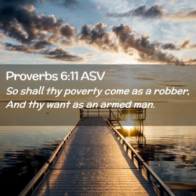 Picture 02 - Proverbs 6:11 ASV - So shall thy poverty come as a robber, And thy - Bible Verse Picture