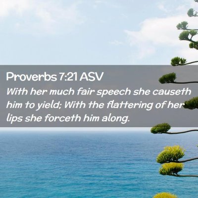 Picture 02 - Proverbs 7:21 ASV - With her much fair speech she causeth him to - Bible Verse Picture