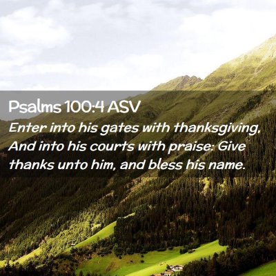 Picture 02 - Psalms 100:4 ASV - Enter into his gates with thanksgiving, And into - Bible Verse Picture