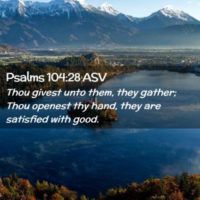 Picture 02 - Psalms 104:28 ASV - Thou givest unto them, they gather; Thou openest - Bible Verse Picture