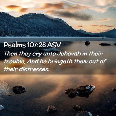 Picture 02 - Psalms 107:28 ASV - Then they cry unto Jehovah in their trouble, And - Bible Verse Picture