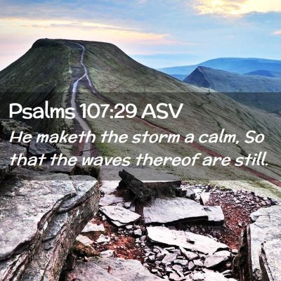 Picture 02 - Psalms 107:29 ASV - He maketh the storm a calm, So that the waves - Bible Verse Picture