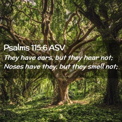 Picture 02 - Psalms 115:6 ASV - They have ears, but they hear not; Noses have - Bible Verse Picture
